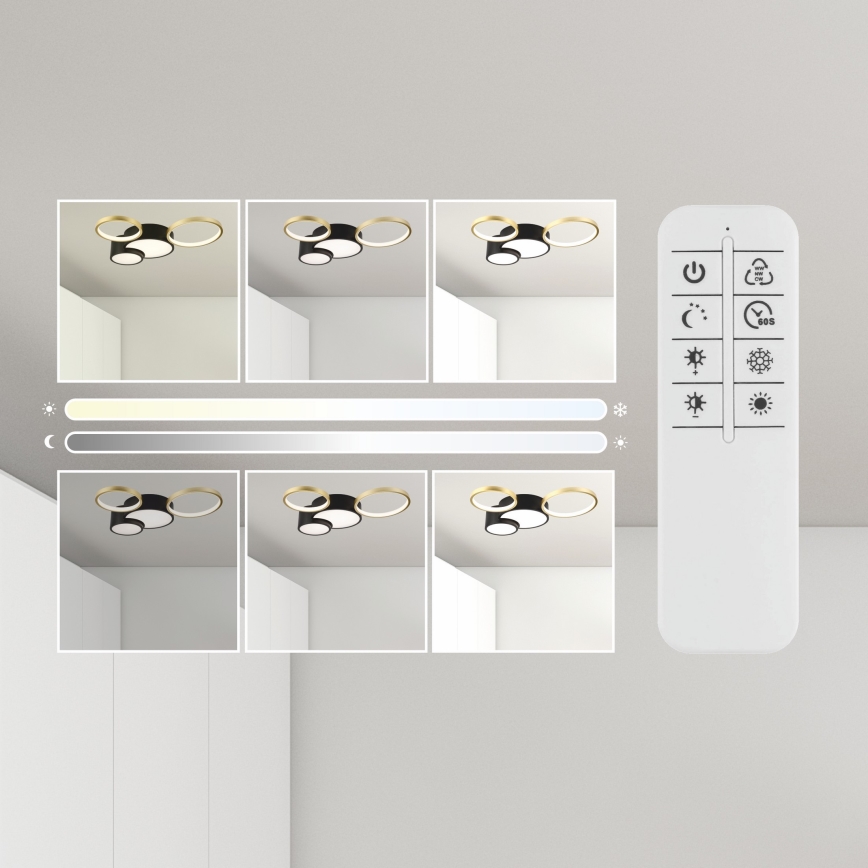 Loftlampe dæmpbar ALIZEE LED/30W/230V 3000-6500K sort/guldfarvet