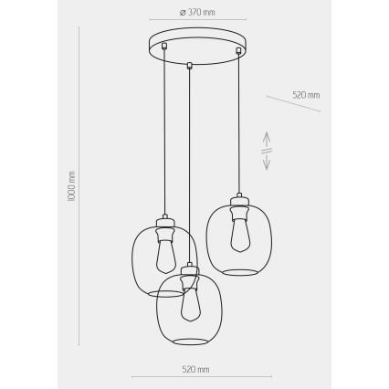 Loftlampe på kabel ELIO 3xE27/15W/230V