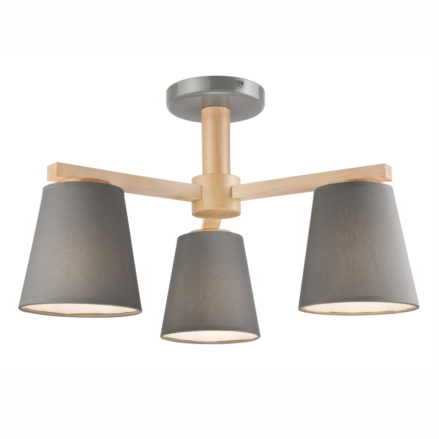 Loftlampe ELLIE 3xE27/60W/230V grå/bøg