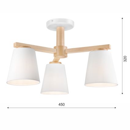 Loftlampe ELLIE 3xE27/60W/230V bøg