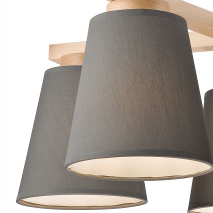 Loftlampe ELLIE 5xE27/60W/230V grå/bøg - FSC certificeret