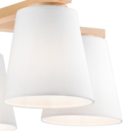 Loftlampe ELLIE 5xE27/60W/230V hvid/bøg - FSC certificeret