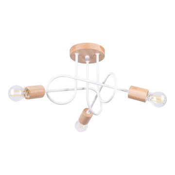 Loftlampe EMBER 3xE27/15W/230V hvid/beige/bøg
