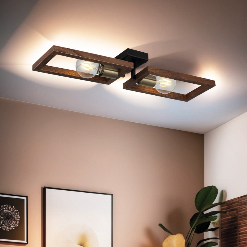 Loftlampe ERA 2xE27/40W/230V brun