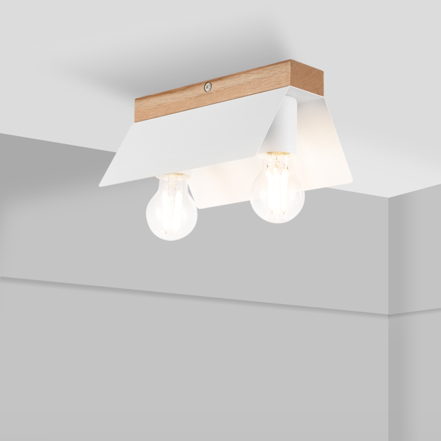 Loftlampe ESME 2xE27/15W/230V hvid/eg
