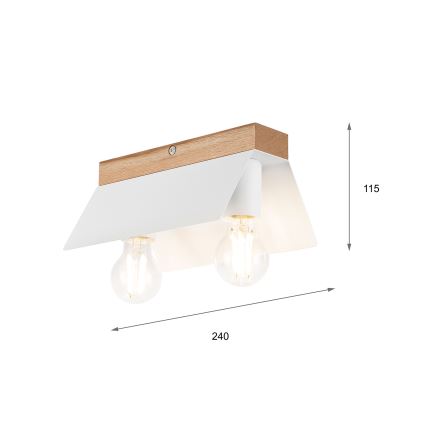 Loftlampe ESME 2xE27/15W/230V hvid/eg
