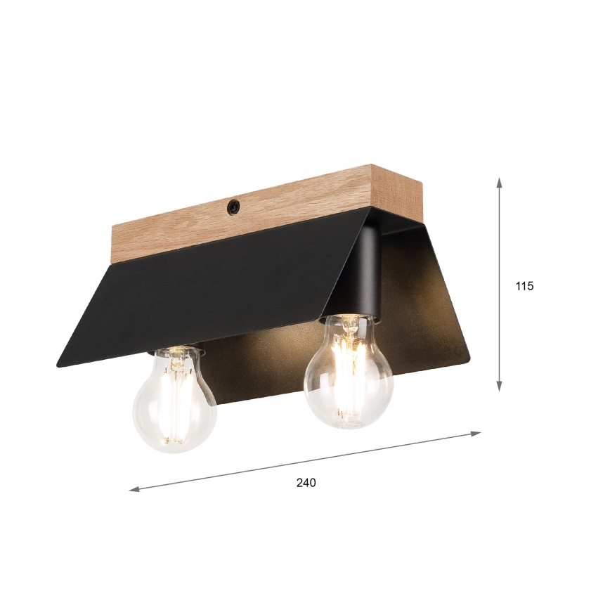 Loftlampe ESME 2xE27/15W/230V sort/eg