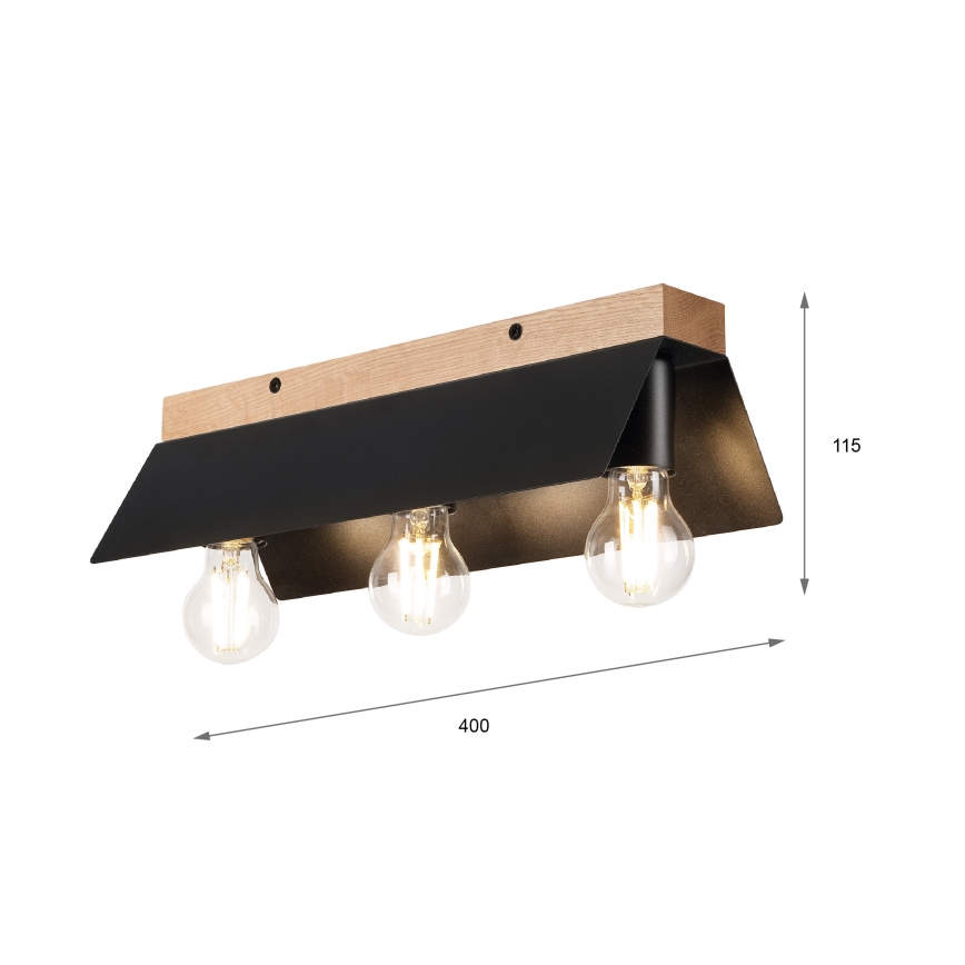 Loftlampe ESME 3xE27/15W/230V sort/eg