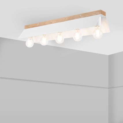 Loftlampe ESME 5xE27/15W/230V hvid/eg