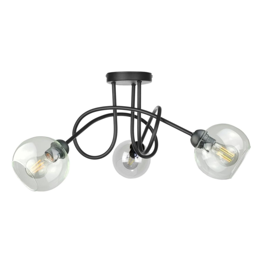 Loftlampe EVIE 3xE27/60W/230V sort/transparent