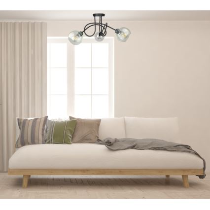 Loftlampe EVIE 3xE27/60W/230V sort/transparent