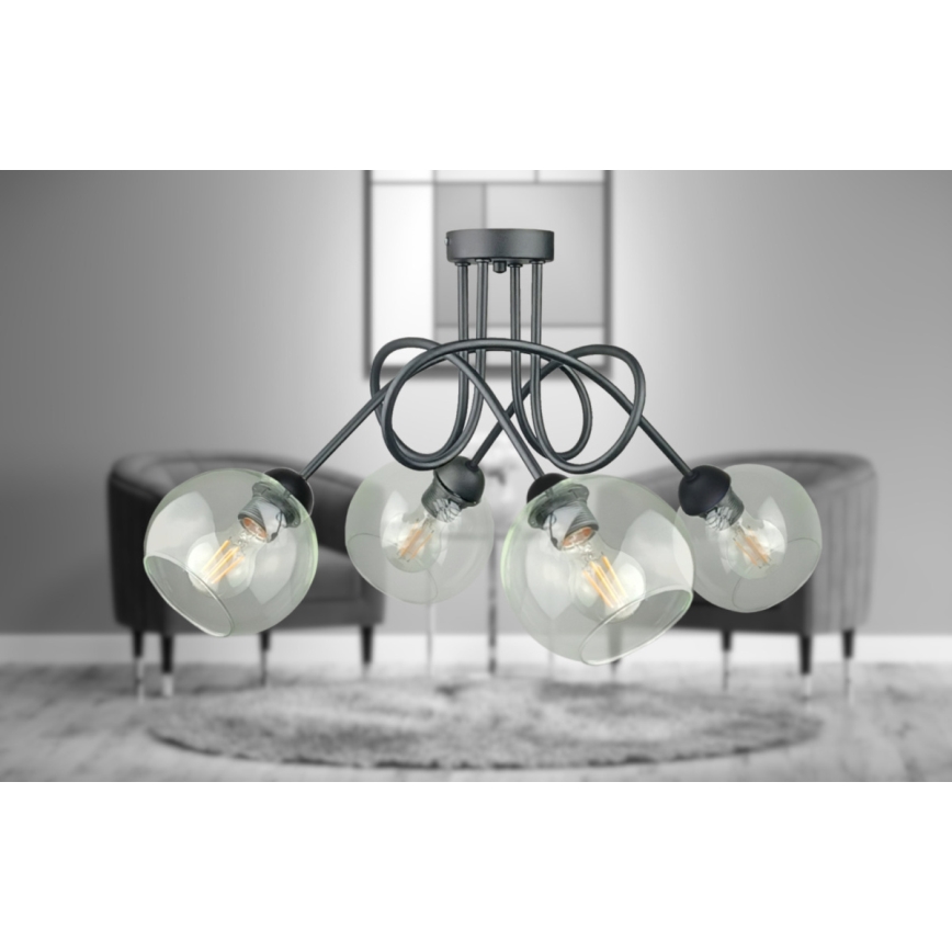Loftlampe EVIE 4xE27/60W/230V antracit/transparent