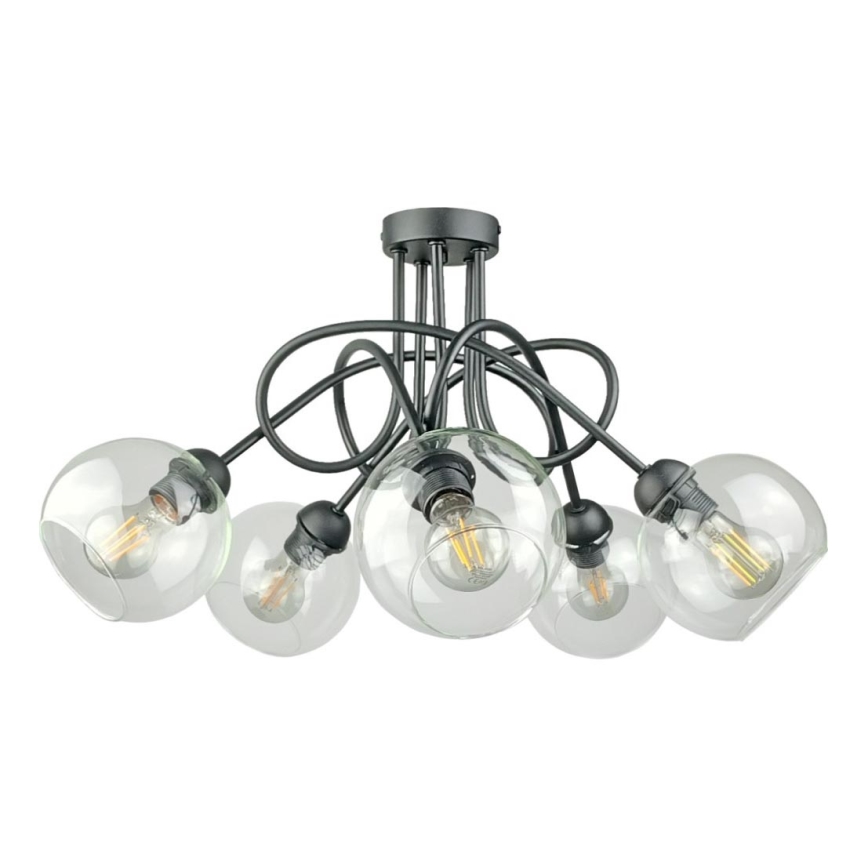 Loftlampe EVIE 5xE27/60W/230V antracit/transparent