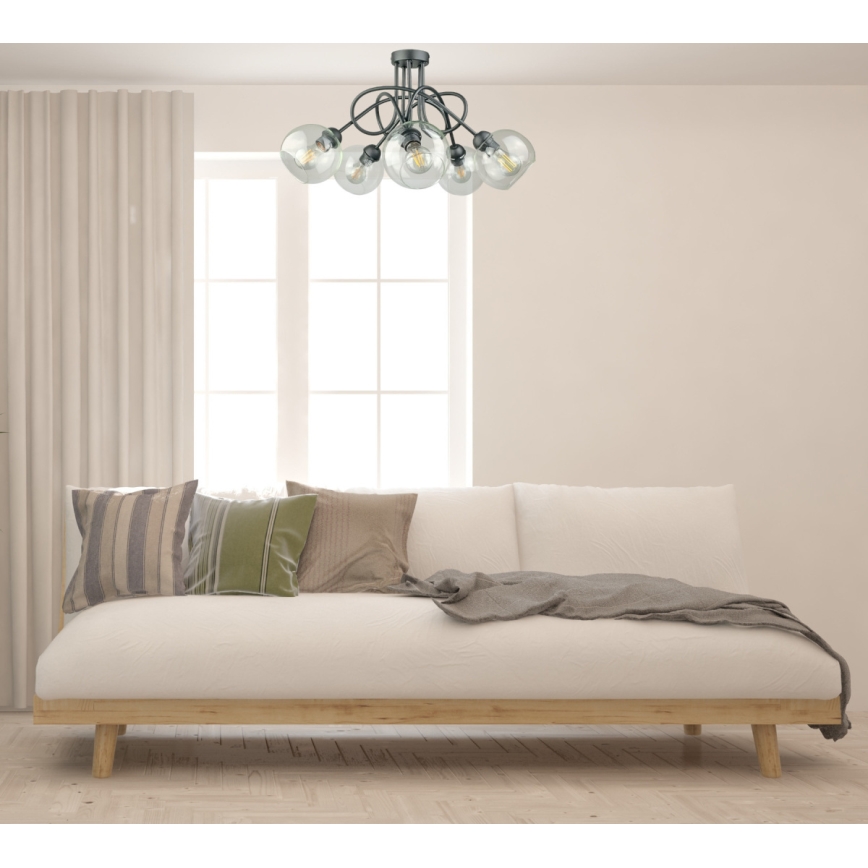 Loftlampe EVIE 5xE27/60W/230V antracit/transparent