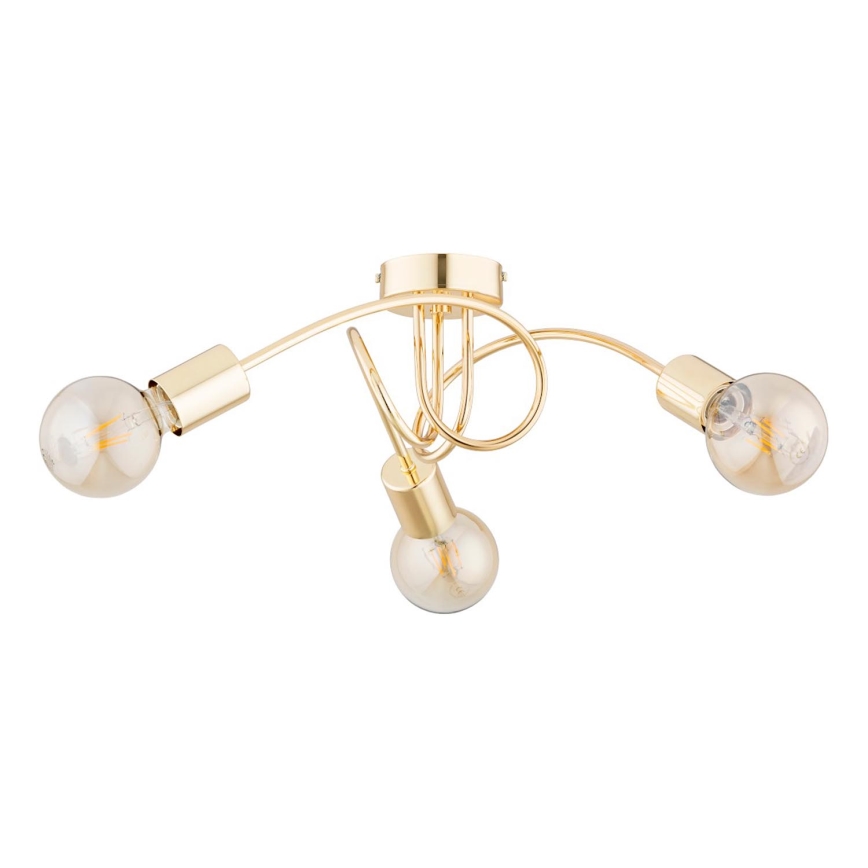 Loftlampe FARTA 3xE27/60W/230V guldfarvet