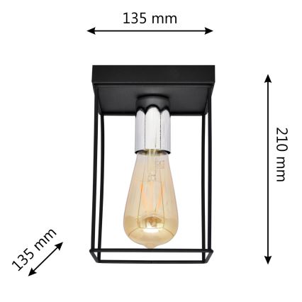 Loftlampe FINN 1xE27/15W/230V sort/skinnende krom