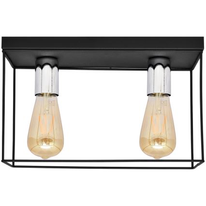 Loftlampe FINN 2xE27/15W/230V sort/skinnende krom