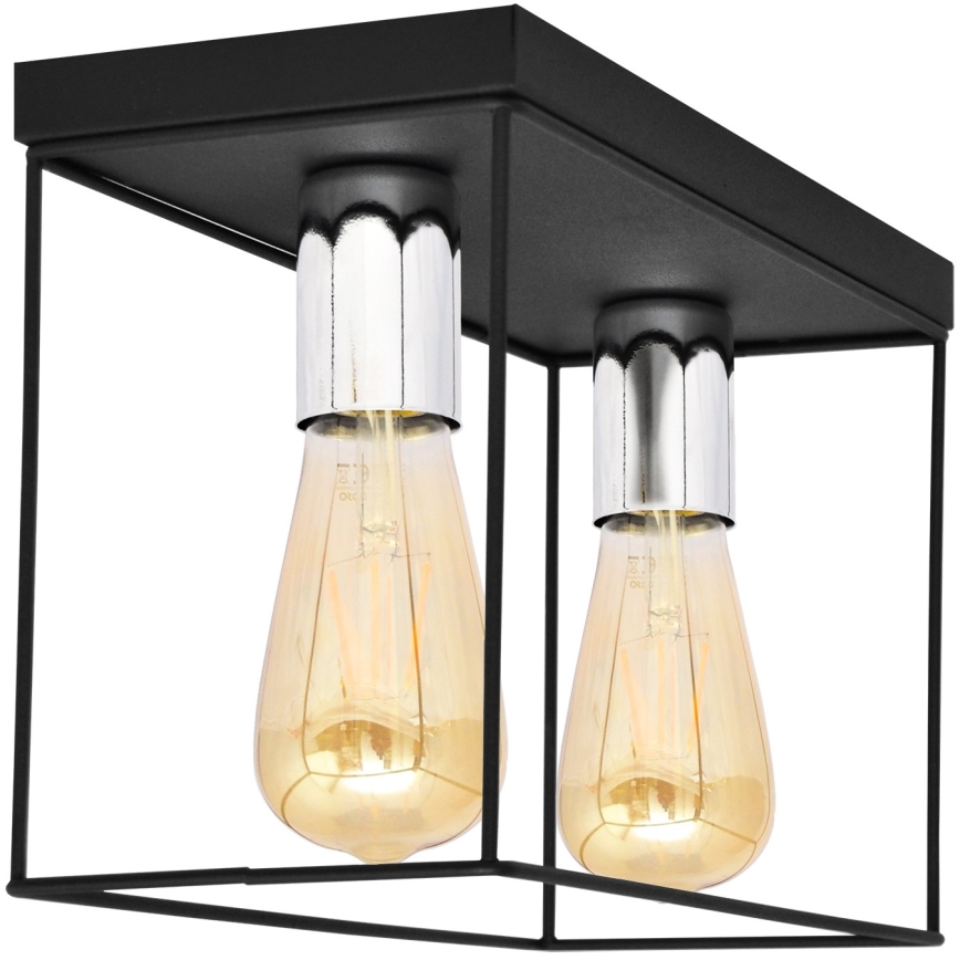 Loftlampe FINN 2xE27/15W/230V sort/skinnende krom