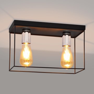 Loftlampe FINN 2xE27/15W/230V sort/skinnende krom