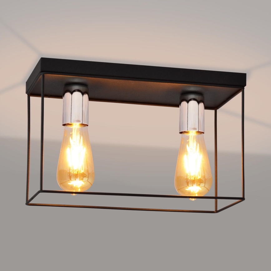 Loftlampe FINN 2xE27/15W/230V sort/skinnende krom