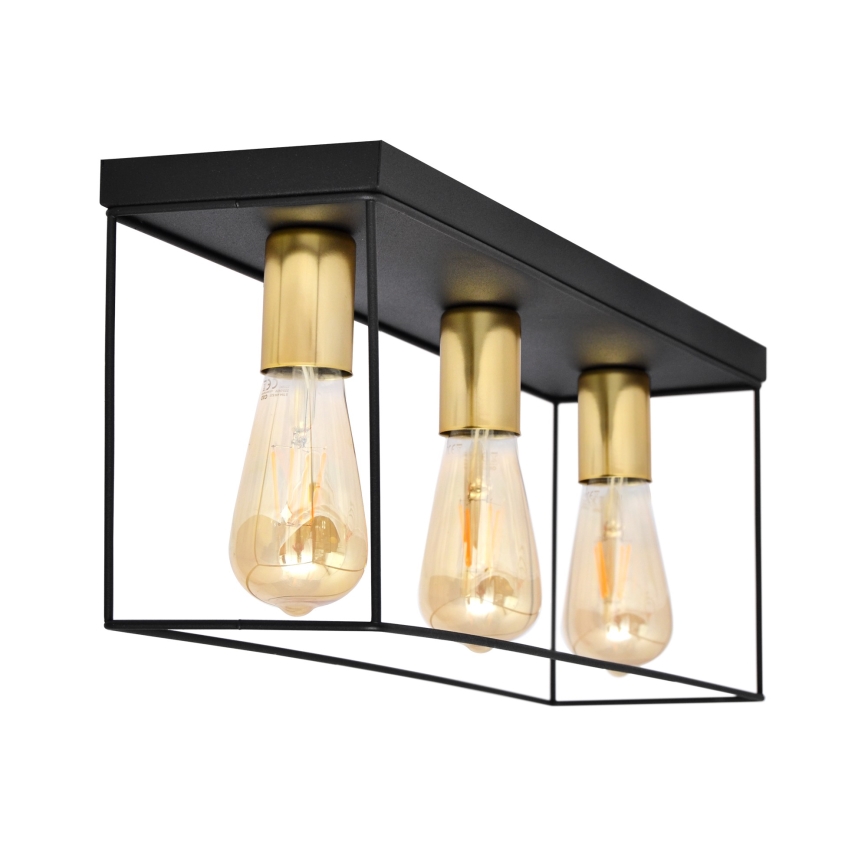 Loftlampe FINN 3xE27/15W/230V sort/guldfarvet