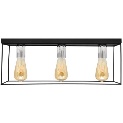 Loftlampe FINN 3xE27/15W/230V sort/skinnende krom