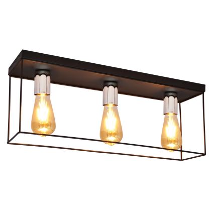 Loftlampe FINN 3xE27/15W/230V sort/skinnende krom