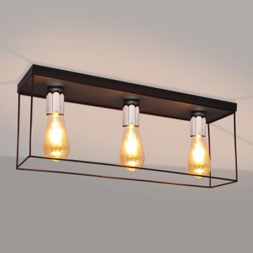 Loftlampe FINN 3xE27/15W/230V sort/skinnende krom