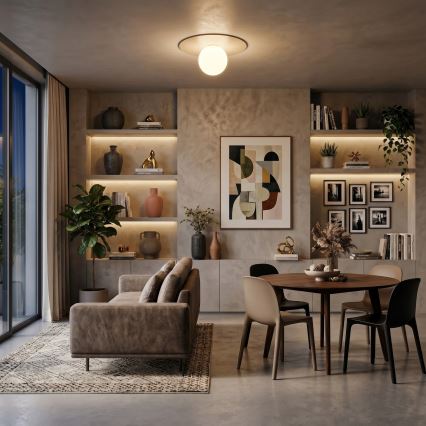 Loftlampe FLAT 1xE27/15W/230V Ø35 cm beige