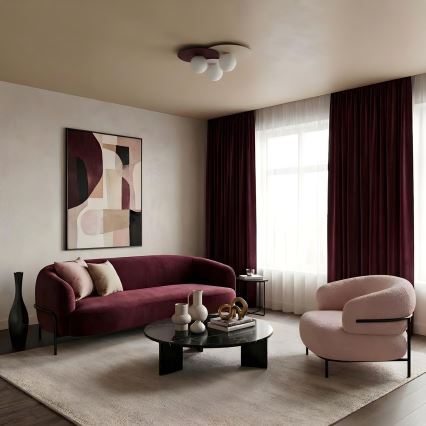 Loftlampe FLAT 3xE27/15W/230V 55x60 cm beige/creme/bordeaux