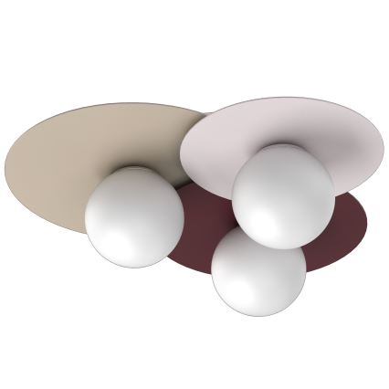 Loftlampe FLAT 3xE27/15W/230V 55x60 cm beige/creme/bordeaux