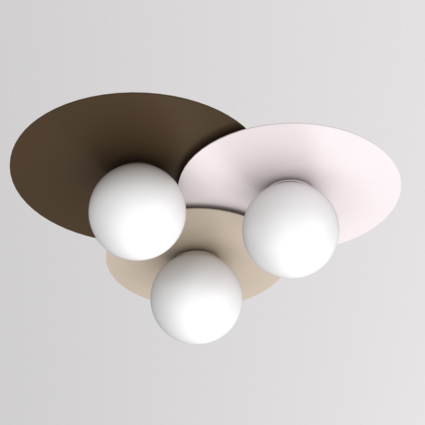 Loftlampe FLAT 3xE27/15W/230V 55x60 cm beige/creme/bordeaux
