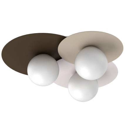 Loftlampe FLAT 3xE27/15W/230V 55x60 cm beige/creme/bordeaux