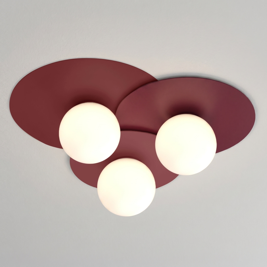 Loftlampe FLAT 3xE27/15W/230V 55x60 cm bordeaux