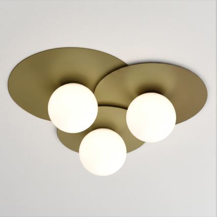 Loftlampe FLAT 3xE27/15W/230V 55x60 cm guldfarvet