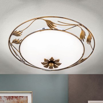 Loftlampe FLEUR 2xE27/60W/230V diameter 40 cm bronze