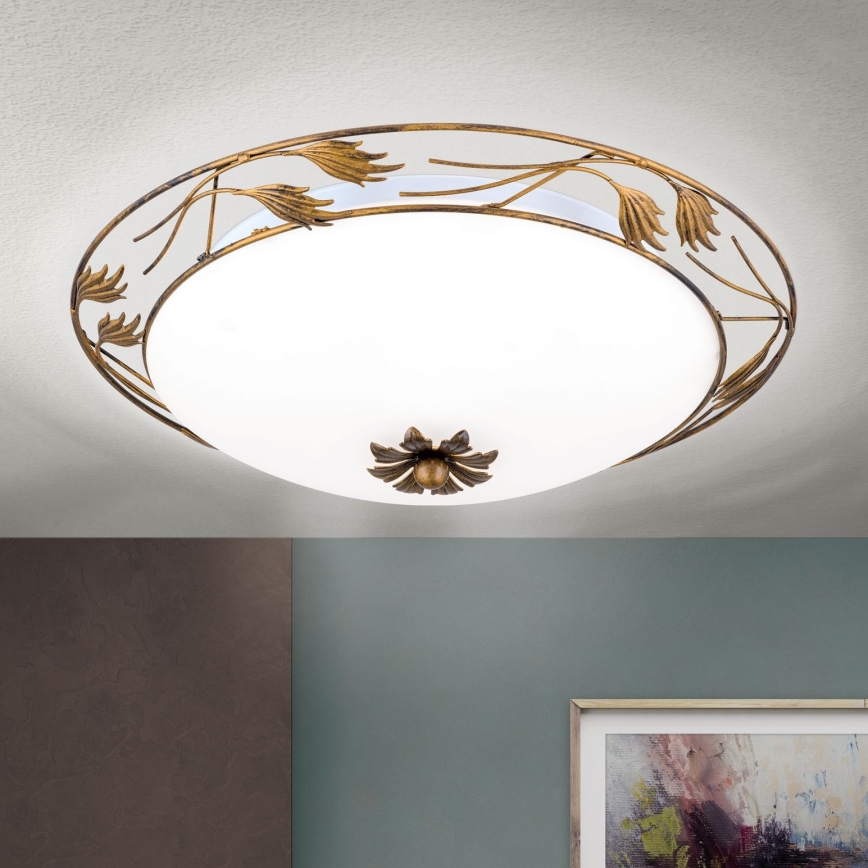 Loftlampe FLEUR 3xE27/60W/230V diameter 50 cm bronze