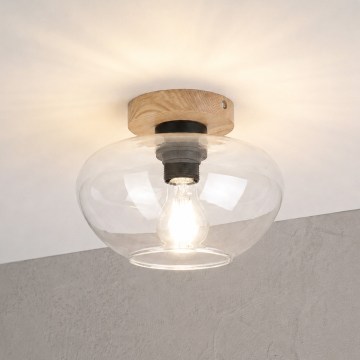 Loftlampe FLO WOOD 1xE27/15W/230V eg/klar Ø 22 cm