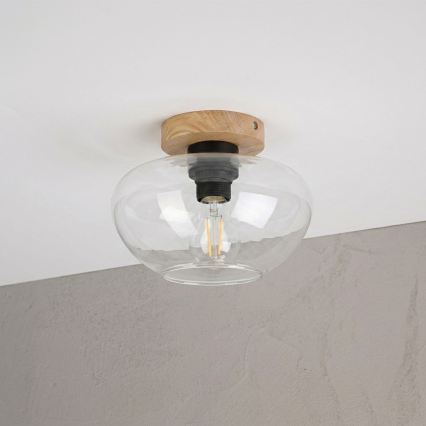 Loftlampe FLO WOOD 1xE27/15W/230V eg/klar Ø 22 cm