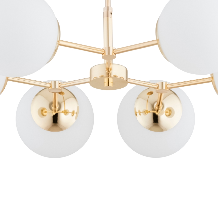 Loftlampe FOTON  6xE14/40W/230V guldfarvet/hvid