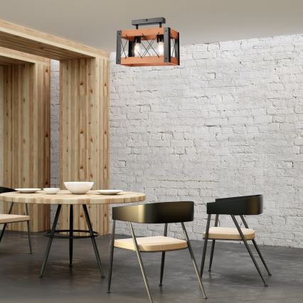 Loftlampe FRIDA 2xE27/60W/230V sort/brun bøg