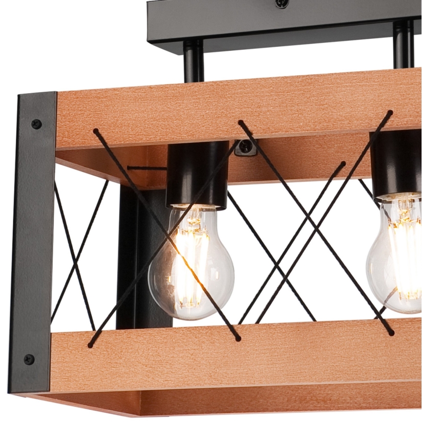Loftlampe FRIDA 2xE27/60W/230V sort/brun bøg