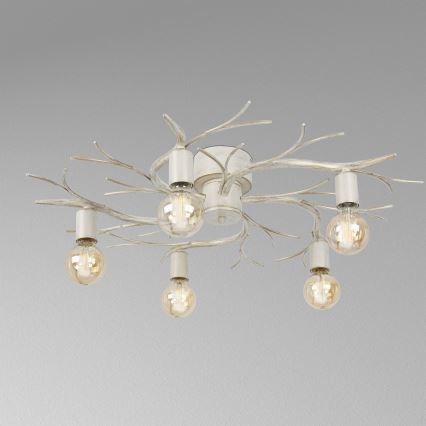 Loftlampe GARNISH 5xE27/15W/230V hvid/patina