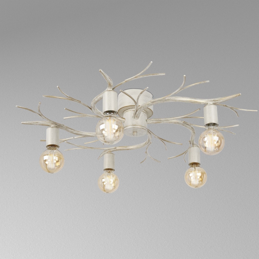 Loftlampe GARNISH 5xE27/15W/230V hvid/patina