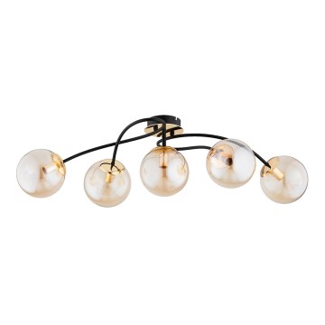 Loftlampe GILIAN 5xE14/40W/230V sort/guldfarvet
