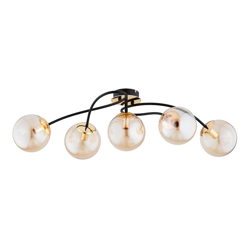 Loftlampe GILIAN 5xE14/40W/230V sort/guldfarvet