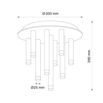 Loftlampe GLAM 9xG9/8W/230V sort