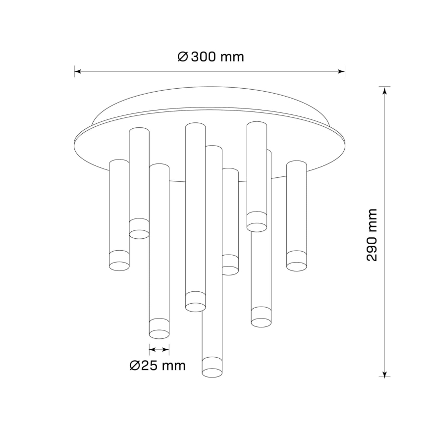 Loftlampe GLAM 9xG9/8W/230V sort