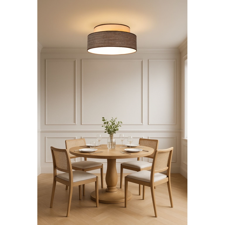 Loftlampe GRACE 1xE27/60W/230V cremefarvet/brun