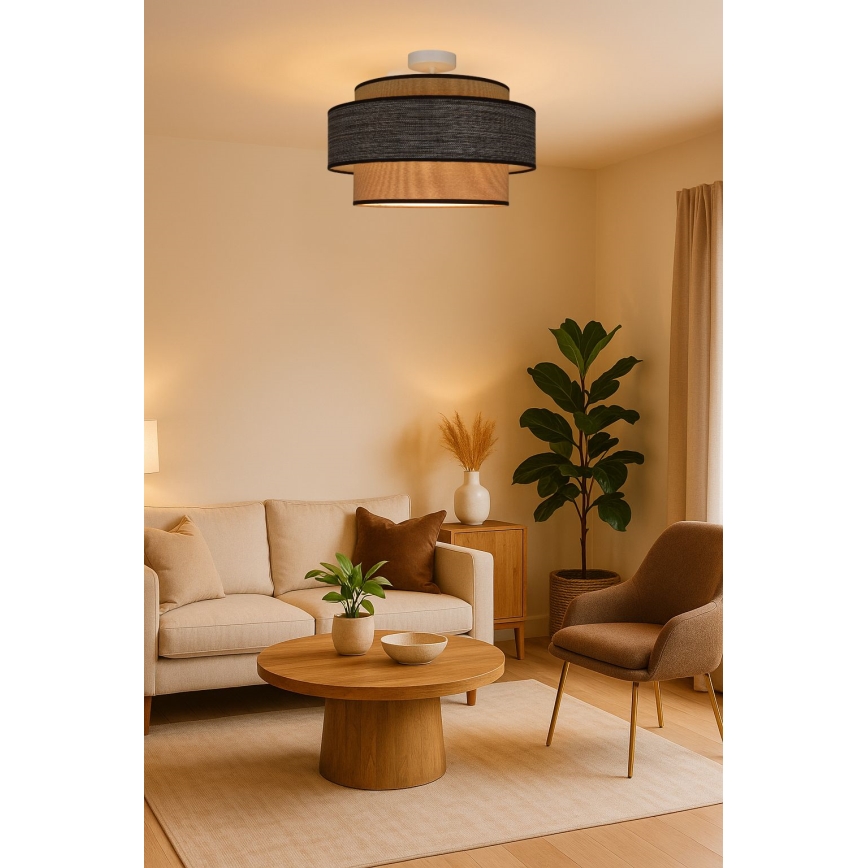 Loftlampe GRACE 1xE27/60W/230V cremefarvet/brun